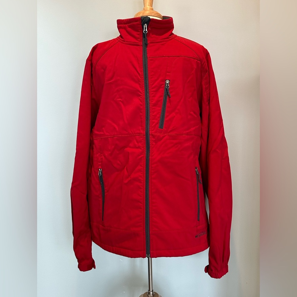 Black Diamond Double Diamond Fleece lined red Softshell zip up jacket size XL